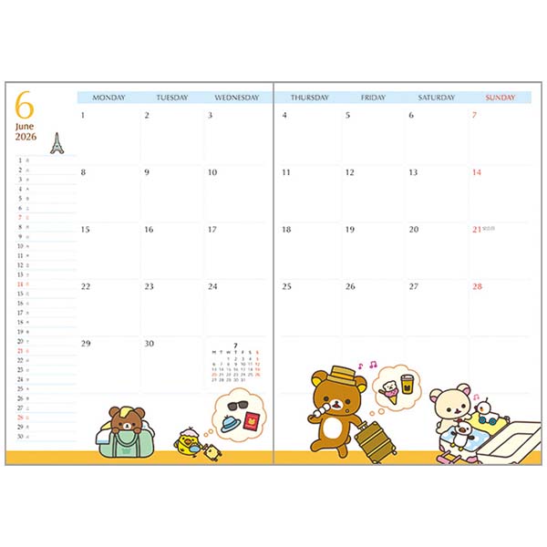 2026 Monthly B6 Schedule Book (Rilakkuma & Bubbles)