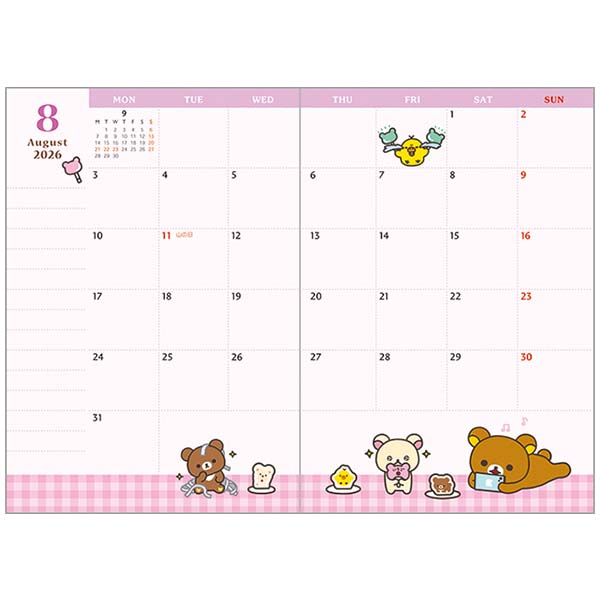 2026 Monthly Schedule Book (Rilakkuma: We All Saw The Stars)