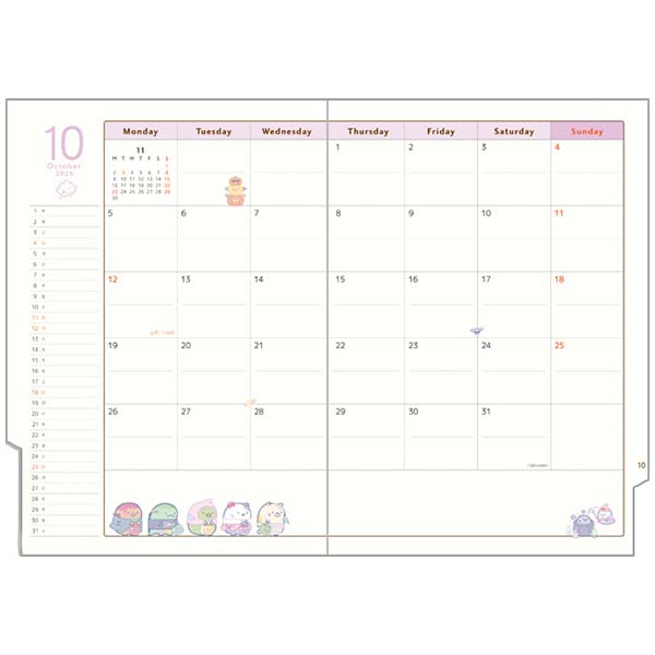 2026 Monthly A5 Planner (Index) (Sumikkogurashi Colorful Check)