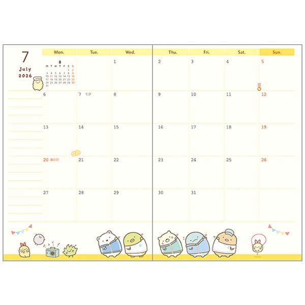 2026 Monthly Schedule Book (Sumikkogurashi: We All Saw The Stars)