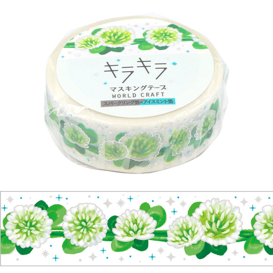 WORLD CRAFT Kira Kira Washi Tape - White Clover